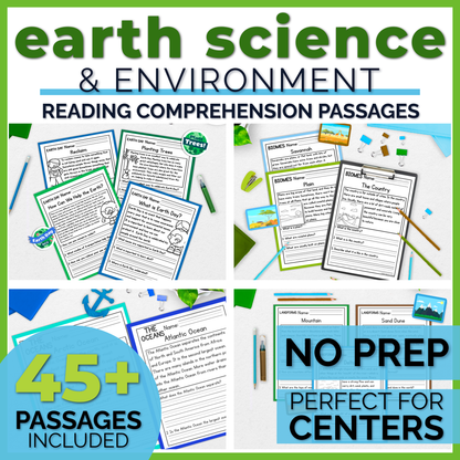 45+ Earth Science & Environment Reading Comprehension Passages + Questions