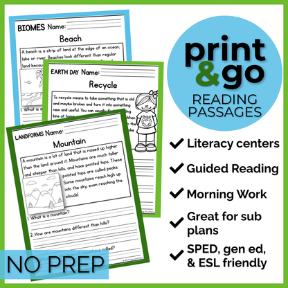 45+ Earth Science & Environment Reading Comprehension Passages + Questions