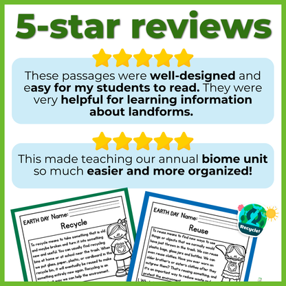 45+ Earth Science & Environment Reading Comprehension Passages + Questions