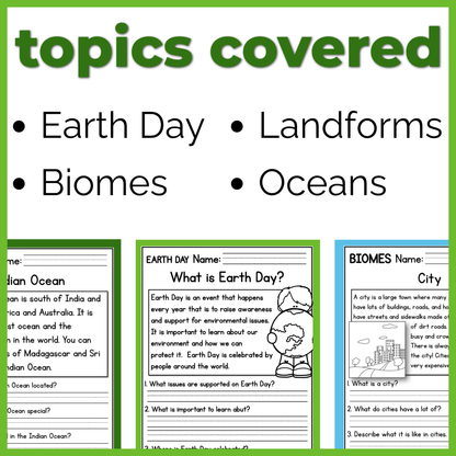 45+ Earth Science & Environment Reading Comprehension Passages + Questions