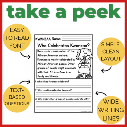 Winter Holidays Reading Comprehension Passages + Questions