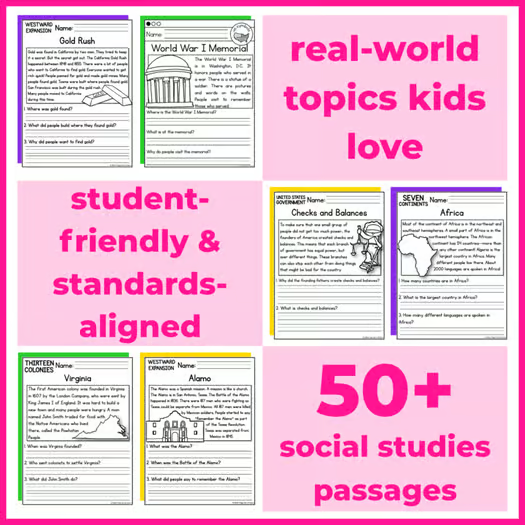 50+ Reading Comprehension Passages + Questions