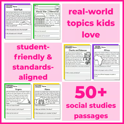 50+ Reading Comprehension Passages + Questions
