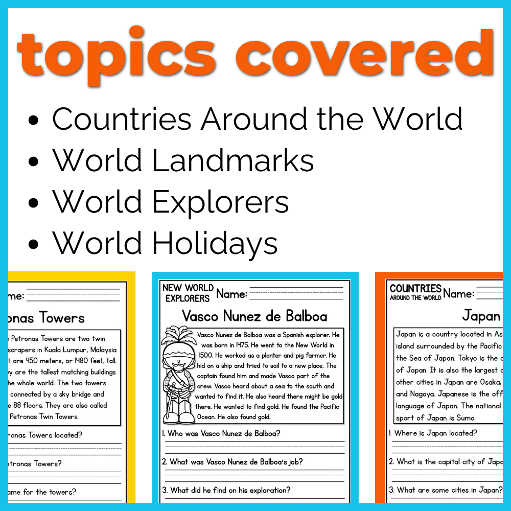 50+ Summer Learning Travel Around the World Reading Comprehension Passages + Questions