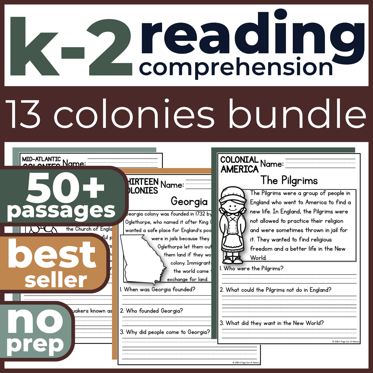 50+ Thirteen Colonies Reading Comprehension Passages + Questions