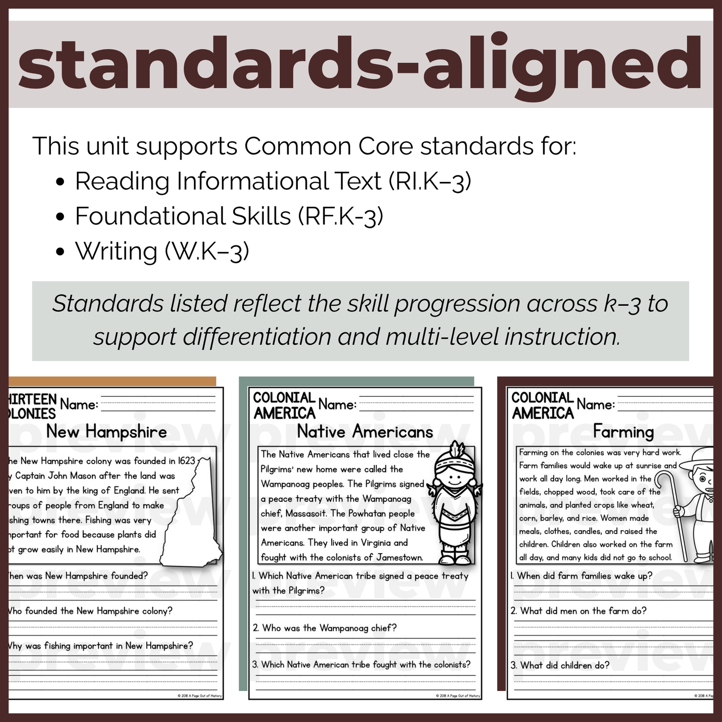 50+ Thirteen Colonies Reading Comprehension Passages + Questions
