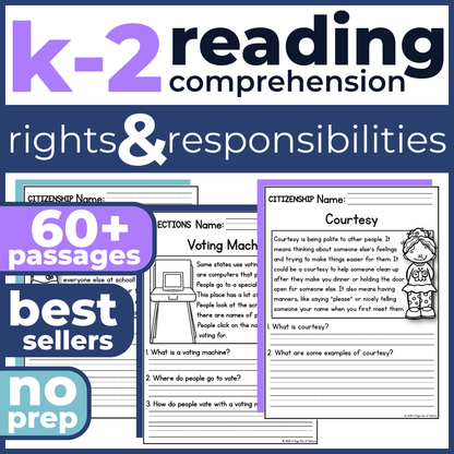 60+ Rights & Responsibilities Reading Comprehension Passages + Questions