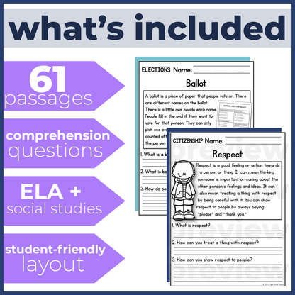 60+ Rights & Responsibilities Reading Comprehension Passages + Questions