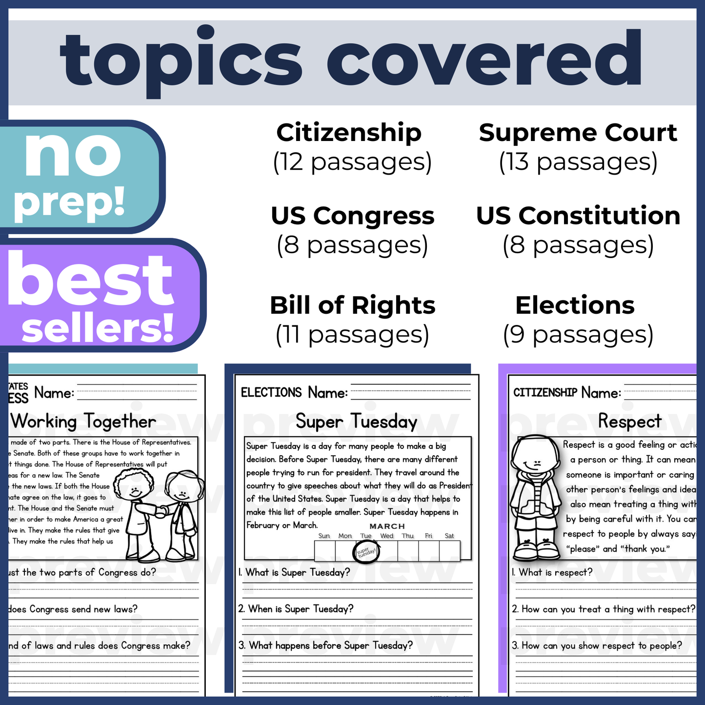 60+ Rights & Responsibilities Reading Comprehension Passages + Questions