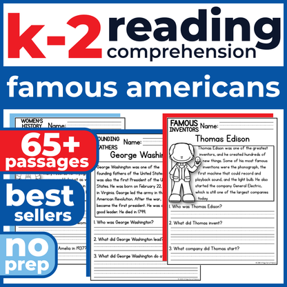 65+ Famous Americans Reading Comprehension Passages + Questions