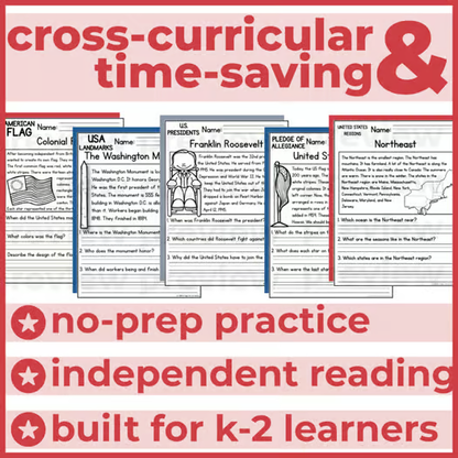 70+ US Symbols & Landmarks Reading Comprehension Passages + Questions