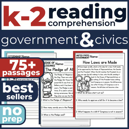 75+ Government & Civics Reading Comprehension Passages + Questions
