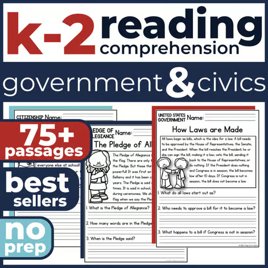 75+ Government & Civics Reading Comprehension Passages + Questions