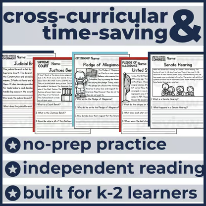 75+ Government & Civics Reading Comprehension Passages + Questions