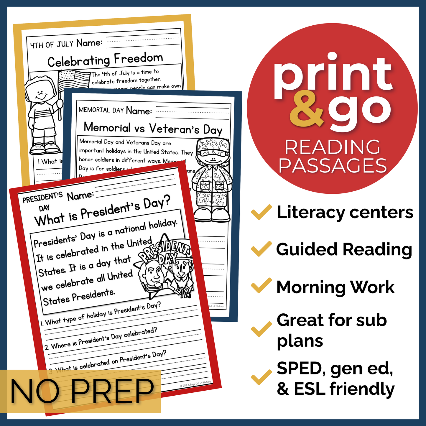 75+ Patriotic US Holidays Reading Comprehension Passages + Questions