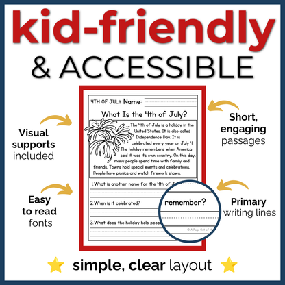 75+ Patriotic US Holidays Reading Comprehension Passages + Questions
