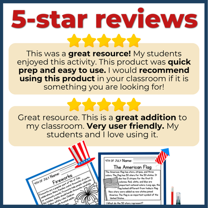 75+ Patriotic US Holidays Reading Comprehension Passages + Questions