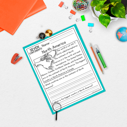 7 Continents Reading Comprehension Passages + Questions