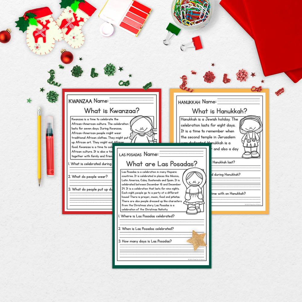 80+ December Holidays Reading Comprehension Passages + Questions