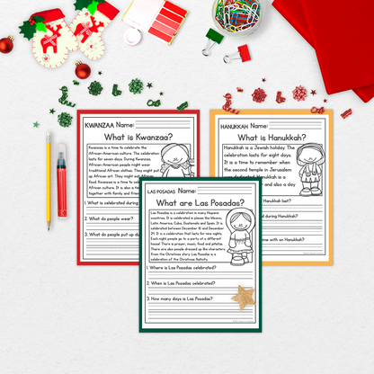 80+ December Holidays Reading Comprehension Passages + Questions