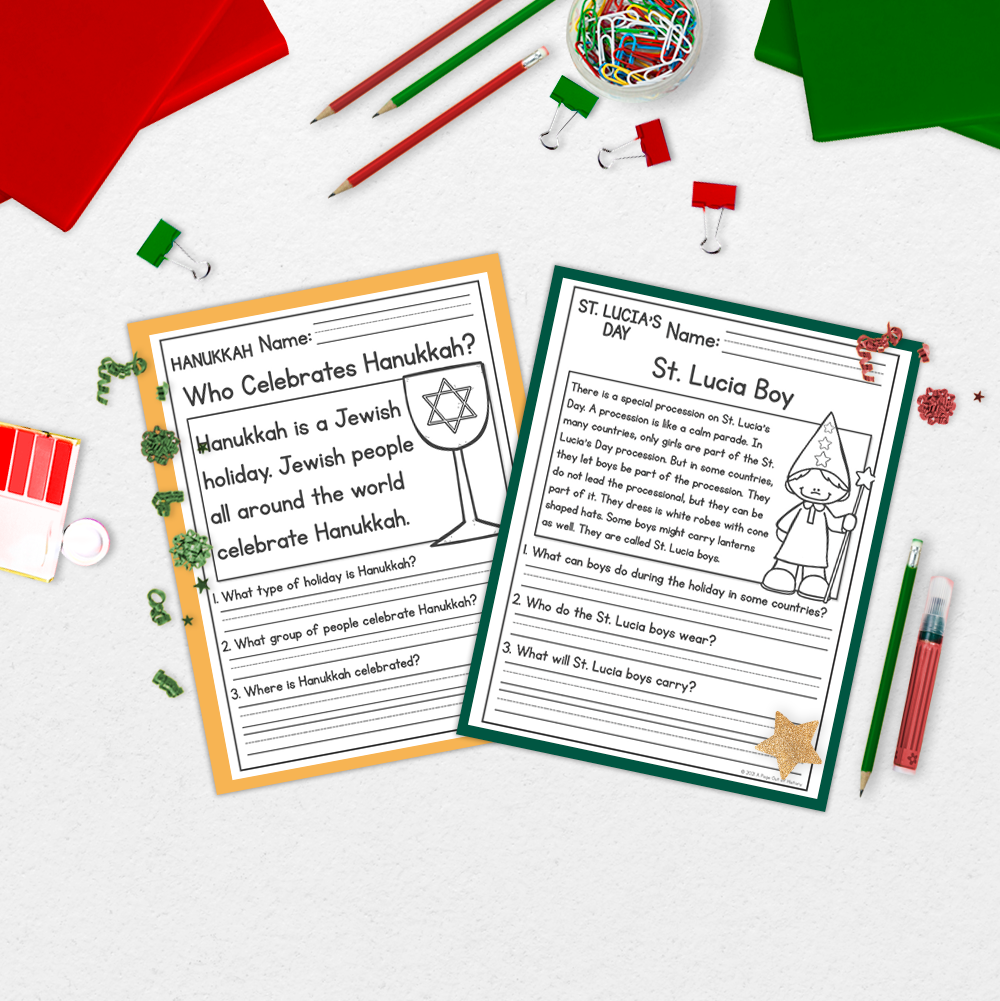 80+ December Holidays Reading Comprehension Passages + Questions