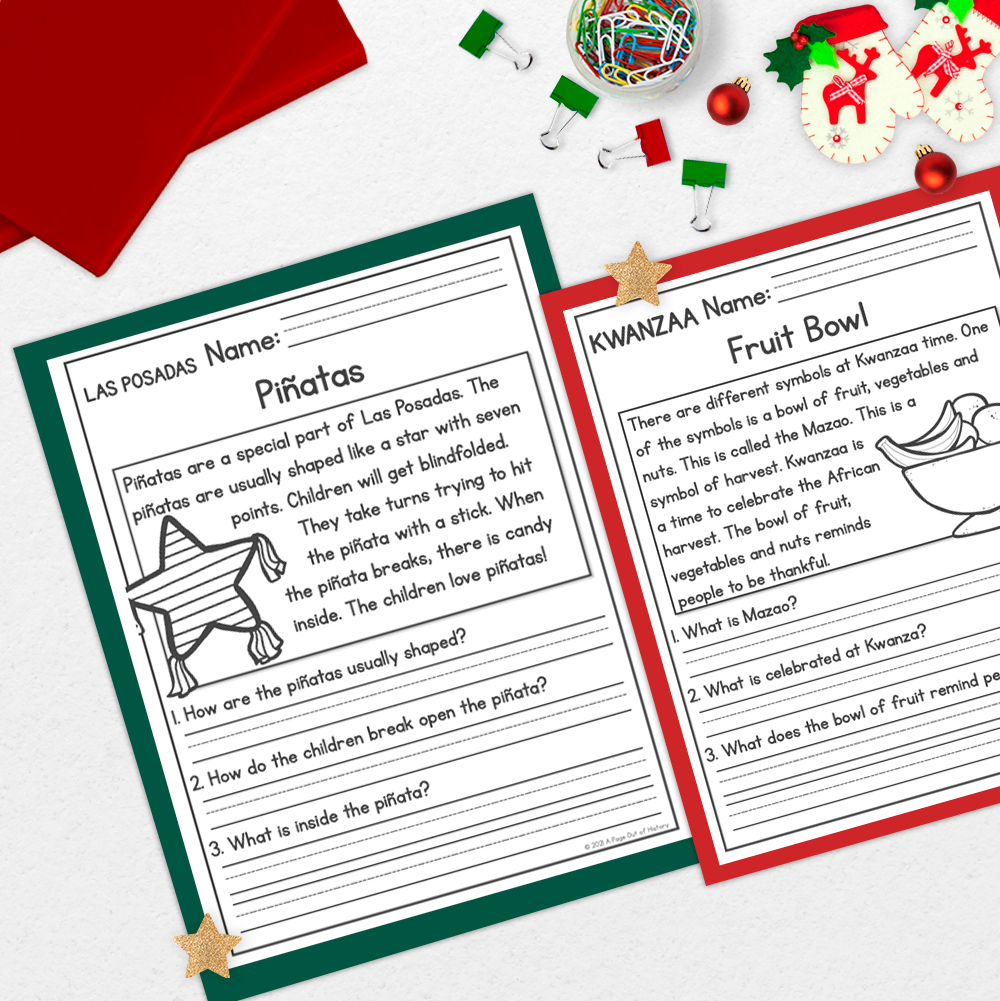 80+ December Holidays Reading Comprehension Passages + Questions