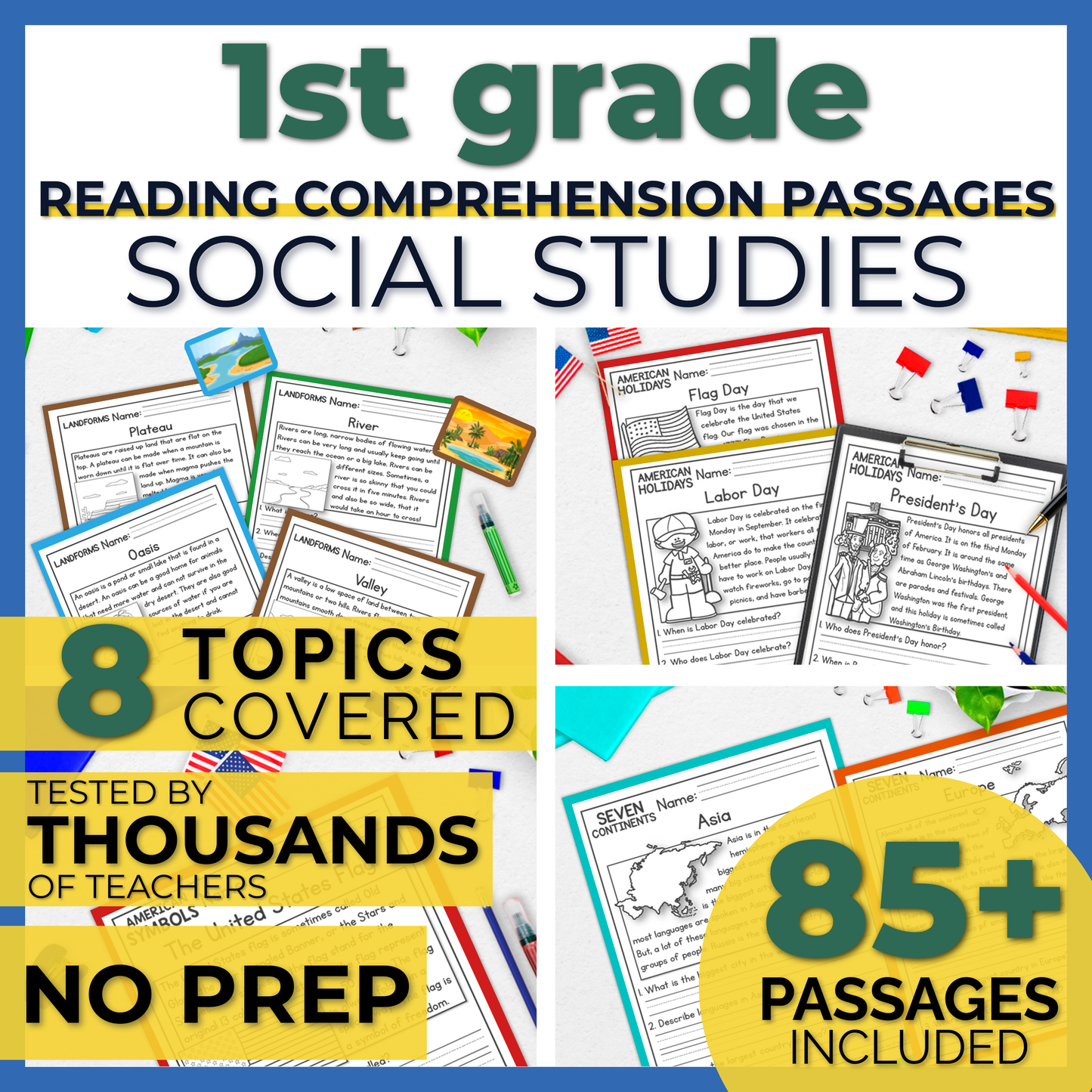 1st grade Reading Comprehension Passages + Questions