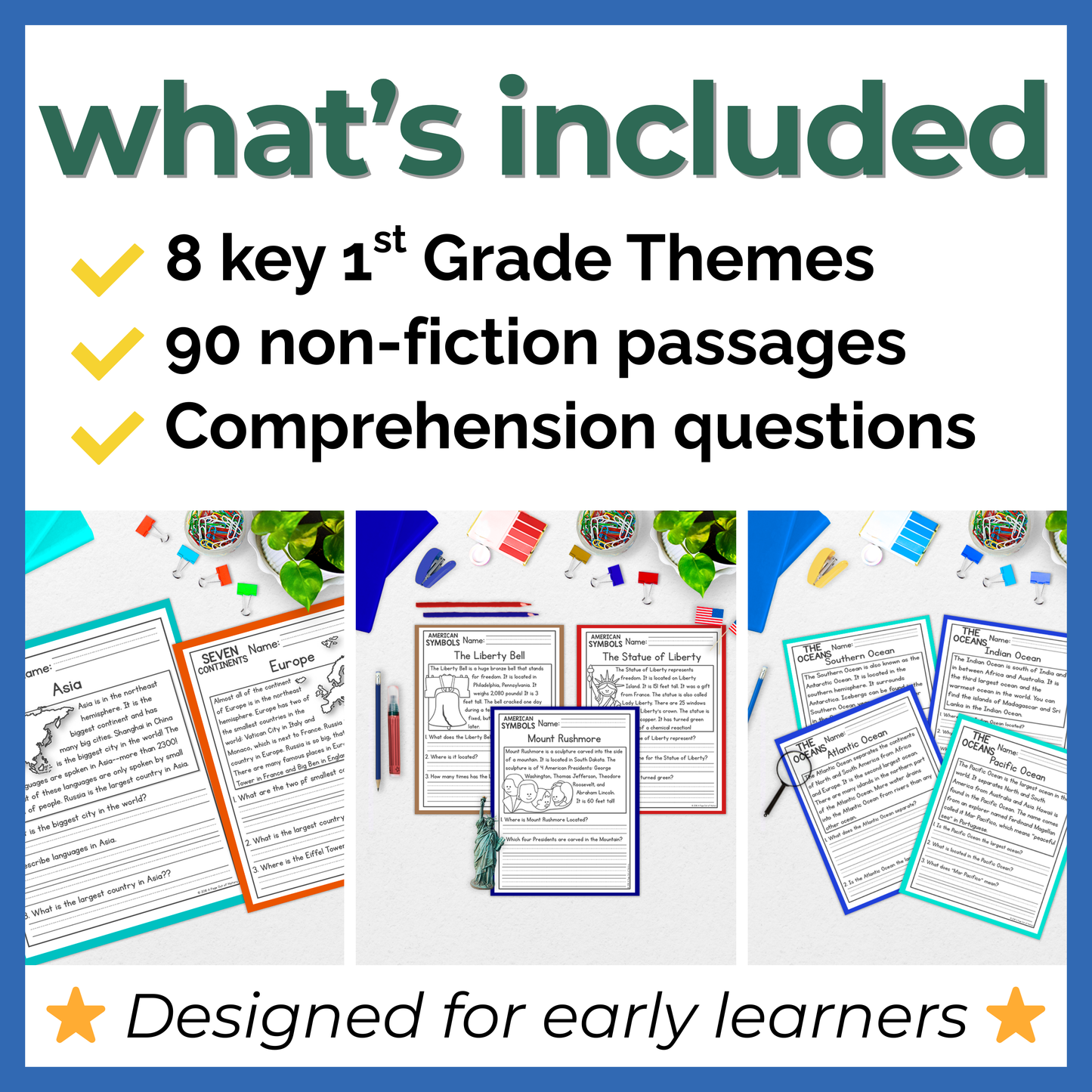 1st grade Reading Comprehension Passages + Questions