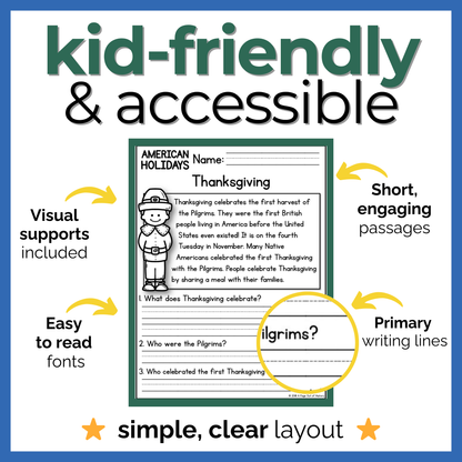 1st grade Reading Comprehension Passages + Questions