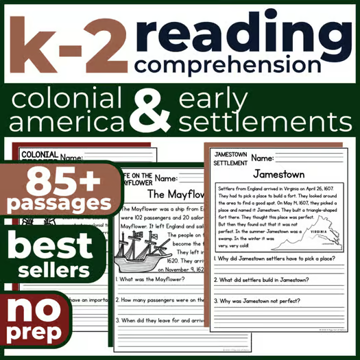 85+ Colonial America Reading Comprehension Passages + Questions