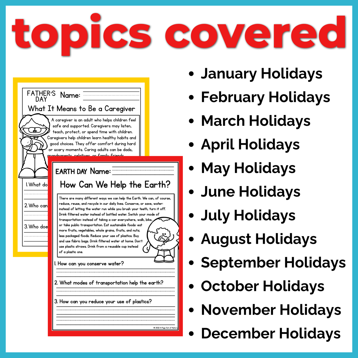 Holidays K-2 Reading Comprehension Passages