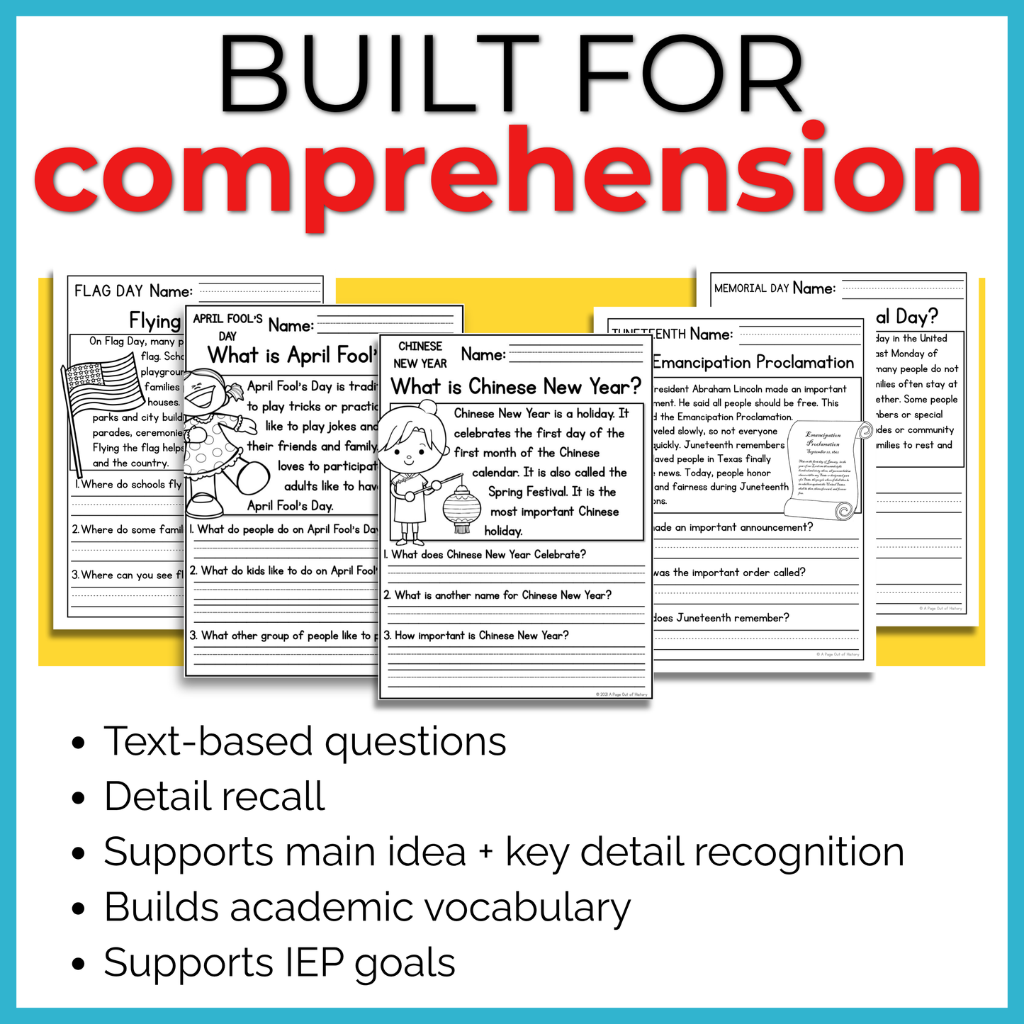Holidays K-2 Reading Comprehension Passages