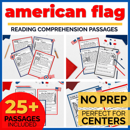 American Flag Reading Comprehension Passages+Questions