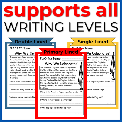 American Flag Reading Comprehension Passages+Questions