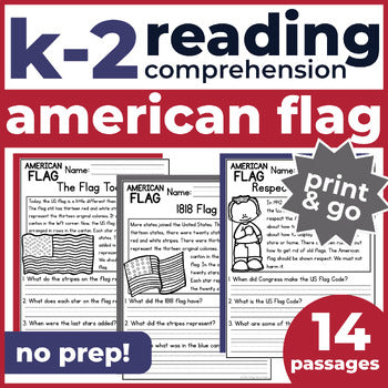 American Flag Reading Comprehension Passages + Questions