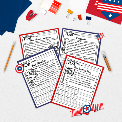 American Flag Reading Comprehension Passages + Questions