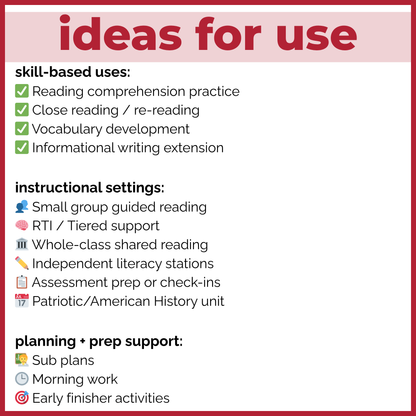 American Flag Reading Comprehension Passages + Questions