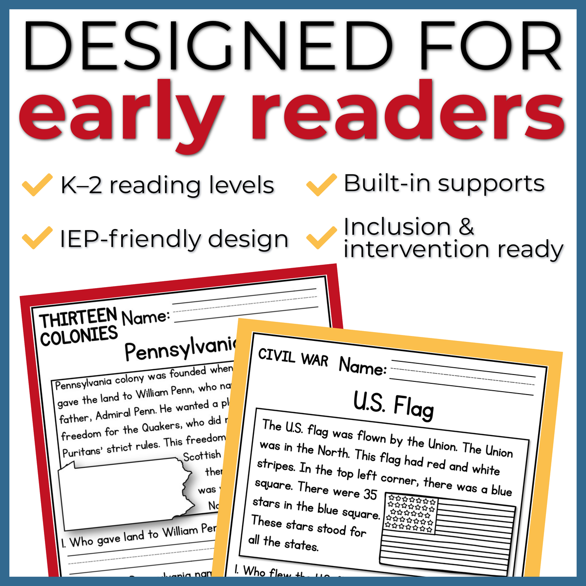 American History Reading Comprehension Passages + Questions