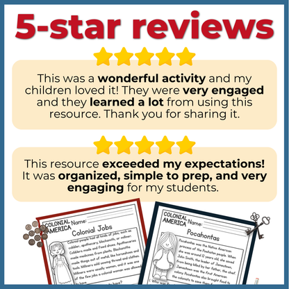 American History Reading Comprehension Passages + Questions