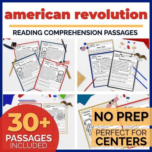 American Revolution Reading Comprehension Passages + Questions
