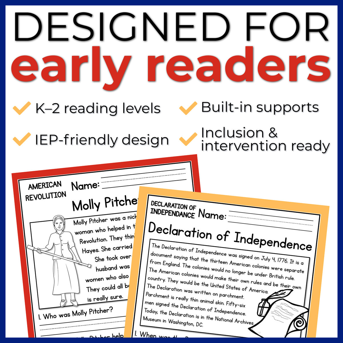 American Revolution Reading Comprehension Passages + Questions