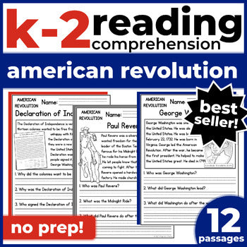 American Revolution Reading Comprehension Passages + Questions
