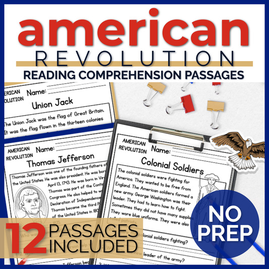 American Revolution Reading Comprehension Passages + Questions