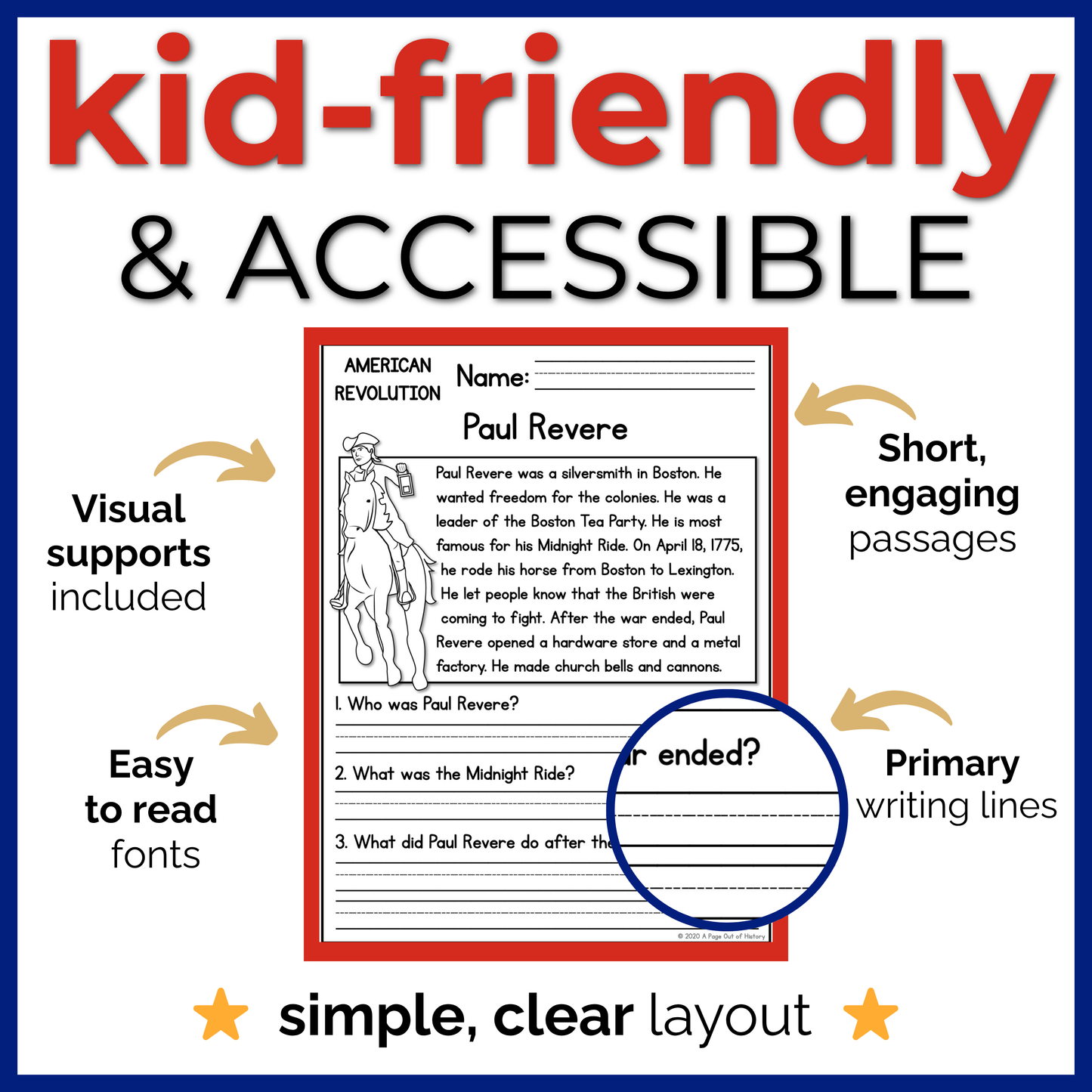 American Revolution Reading Comprehension Passages + Questions