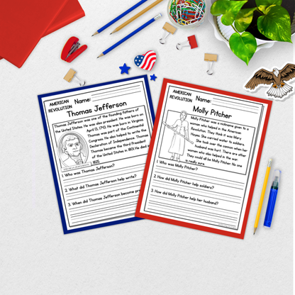 American Revolution Reading Comprehension Passages + Questions