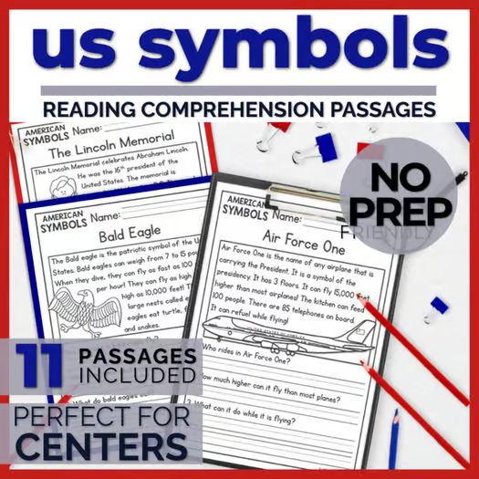 US Symbols Reading Comprehension Passages + Questions