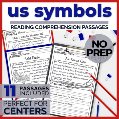 US Symbols Reading Comprehension Passages + Questions