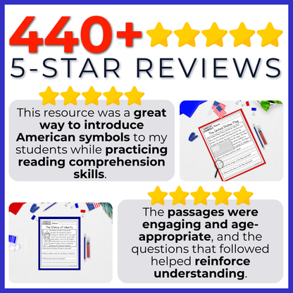 US Symbols Reading Comprehension Passages + Questions