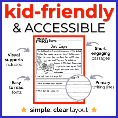 US Symbols Reading Comprehension Passages + Questions
