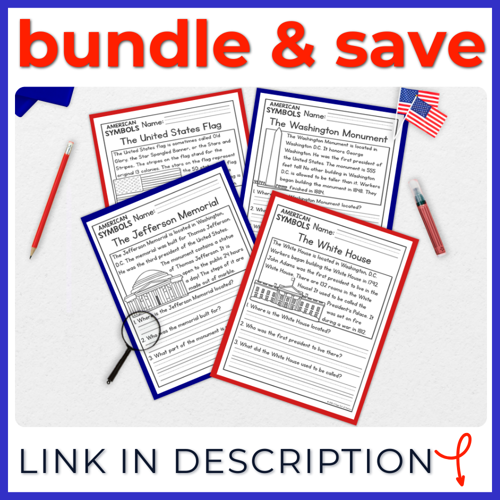 US Symbols Reading Comprehension Passages + Questions